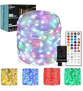 Outdoor String Lights, Rope Lights with Remote, Waterproof String Lights Outdoor Fairy Lights Twi...