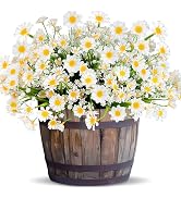 TURNMEON 8 Bundles Artificial Daisy Flowers Outdoor Spring Decor UV Resistant Fake Flowers Faux P...