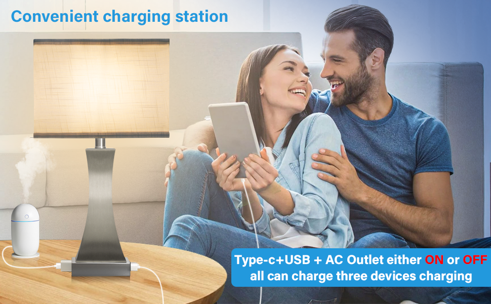 bedside lamp with usb port and outlet