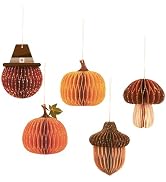 NICROHOME EUR Thanksgiving Party Decorations,5 PCS Mini Gold Glitter Fall Honeycomb Ornaments,Pum...