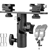 ChromLives Dual Flash Bracket Hot Shoe Speedlight Stand Umbrella Holder Light Stand Bracket Mount...
