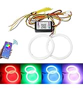 Qasim Angel Eyes Halo Rings Cotton Lights 12V 60MM 3535 24SMD RGB LED Universal for Motorcycle Ca...