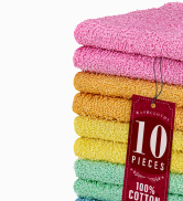 DecorRack 10 Pack 100% Cotton Wash Cloth, Luxurious Soft, 12 x 12 inch Ultra Absorbent, Machine W...