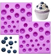 2Pcs 50-Cavity Blueberry Silicone Molds, for Cake Decoration Cupcake Topper | Fruit Chocolate Mol...