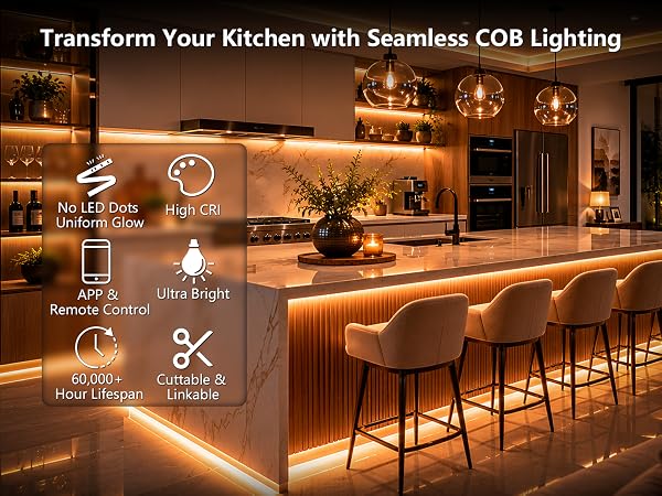 Transform Your Kitchen with Seamless COB Lighting