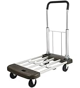 LEADALLWAY Platform Cart Foldable Push Cart Aluminum Adjustable Length Flatbed Cart with Polyuret...
