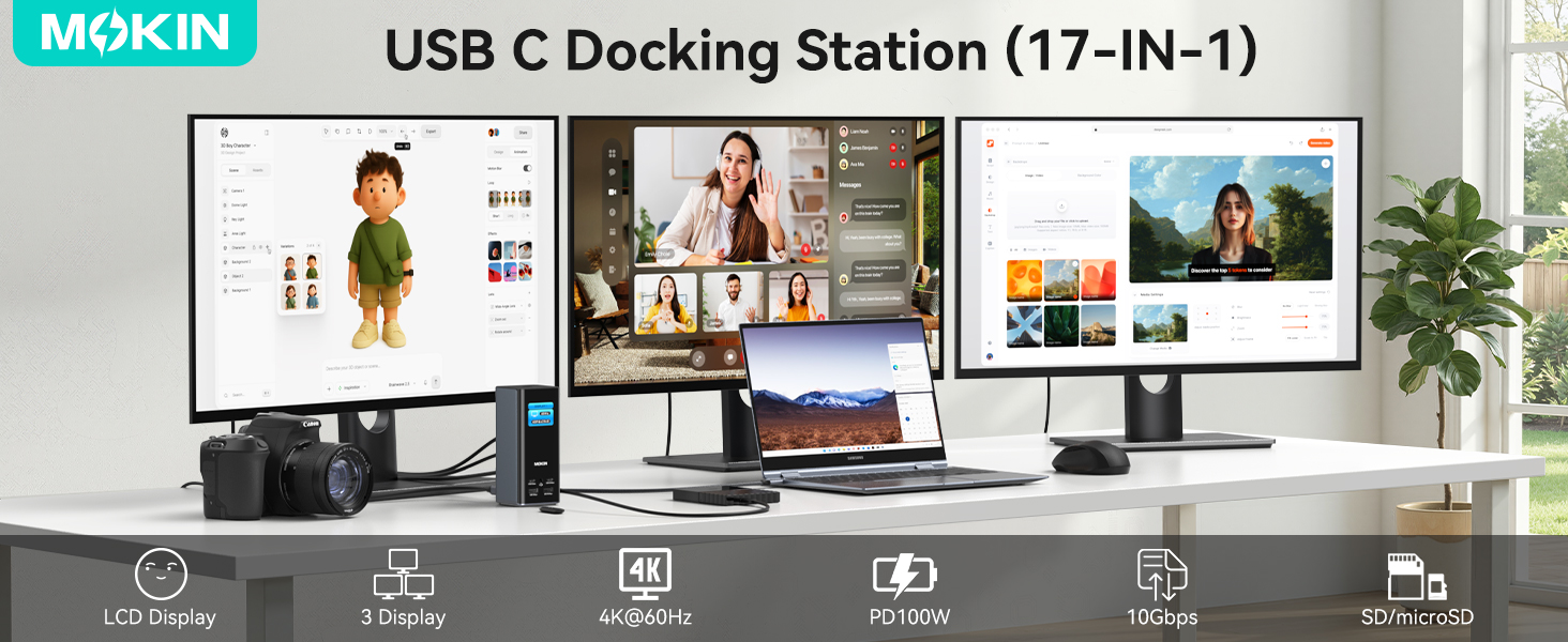 17 in 1 USB C docking station