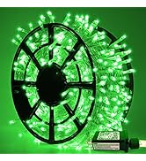 JMEXSUSS 163 FT 500 LED Green String Lights, Plug in Green Christmas Lights Indoor Outdoor, 8 Mod...