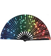 Salutto Large Women Clack Fold Hand Fan Fluorescence Printing UV Glow Party Club Prom Disco Freak...