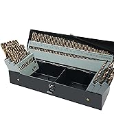 GMTOOLS 115Pcs Cobalt Drill Bits Set, M35 High Speed Steel, 135 Degree Tip, Twist Jobber Length D...