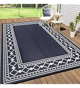Garvee Outdoor Rug 8 x 10 Patio Waterproof, Foldable Reversible Plastic Straw Area Rugs Mat for C...