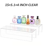 Hexsonhoma Acrylic Shelf Riser 15x5.1x4 pack of 2, Clear Acrylic Stand for Figure, Cosmetics, Bag...
