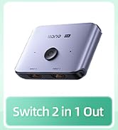 llano HDMI 2.1 Switch 2 in 1 Out 8K@60Hz 4K@120Hz, HDMI Switcher 48Gbps Bidirectional, Supports V...
