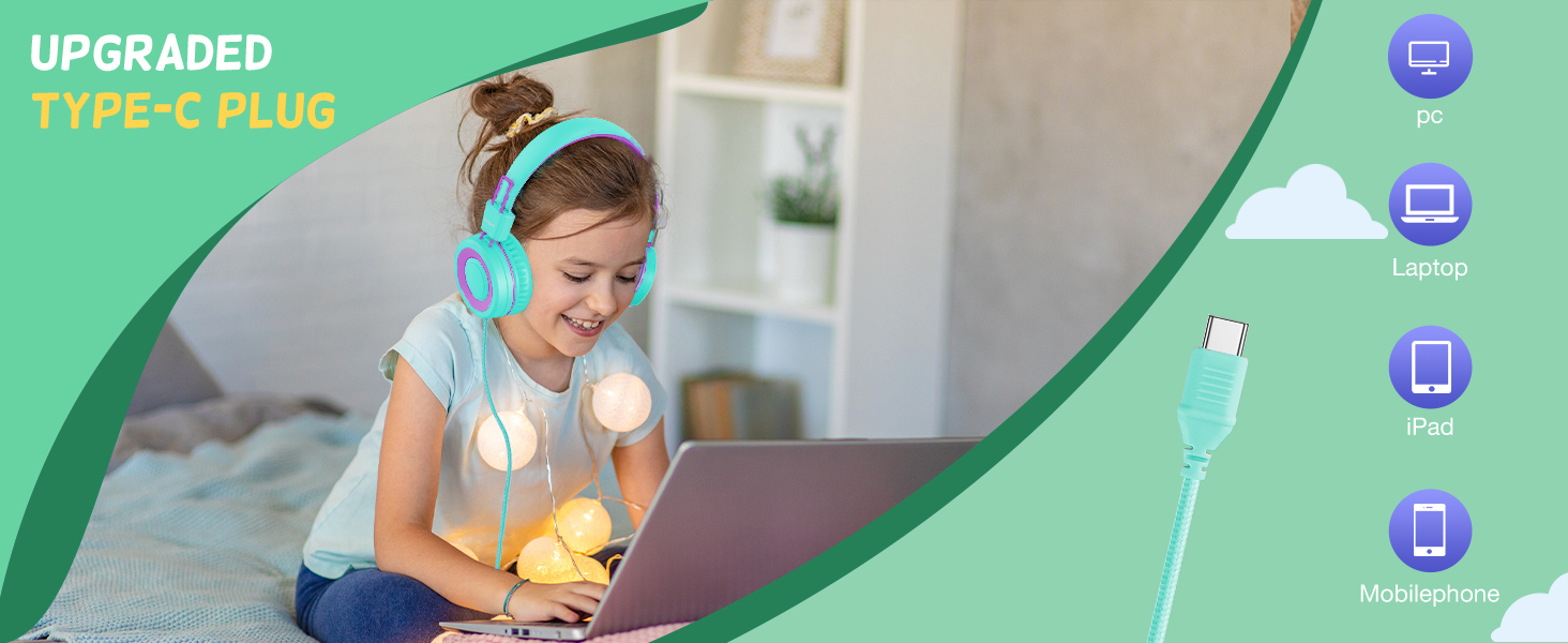 kids headphones for school usb c