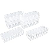 Goodma 8 Pieces Rectangular Empty Mini Clear Plastic Organizer Storage Box Containers with Hinged...