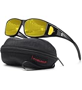 FAGUMA Night Vision Driving Glasses Fit Over Glasses Wrap Around Glasses for Men Women HD Anti Gl...
