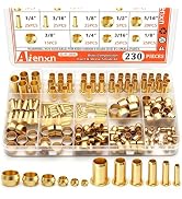 Aienxn 230PCS 6 Sizes Brass Compression Fittings Assortment kit- 1/2", 3/8", 5/16", 1/4", 3/16", ...