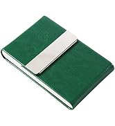 JuneLsy Business Card Holder Case - Professional PU Leather Metal Name Card Holder Pocket Busines...