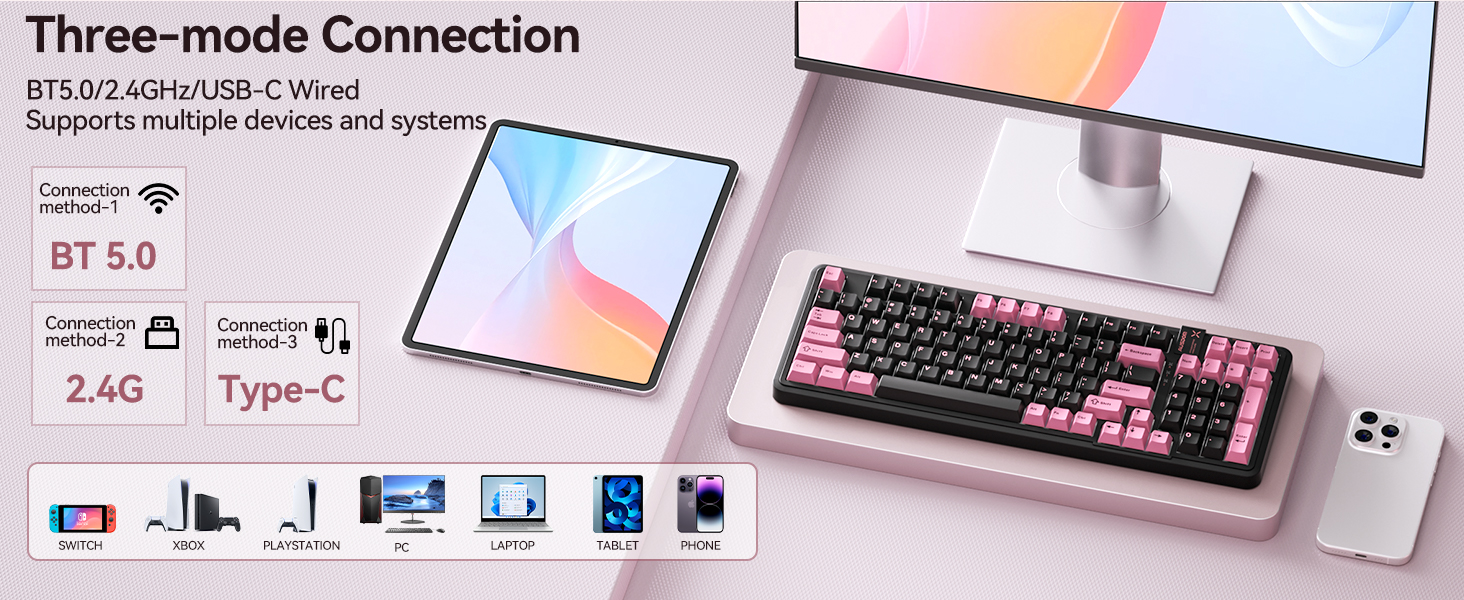 wireless pink keyboard