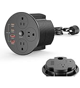 Desktop Power Grommet with 100W USB C, Double-Side Recessed Charging Station Plug in 5AC Outlets ...