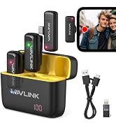 WAVLINK Wireless Lavalier Microphone for iPhone Android Vlog, Clip on Lapel Dual Mic System & Lig...