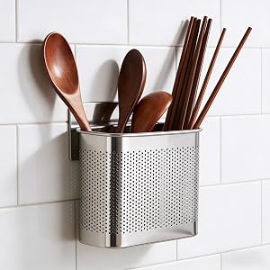 Bottom drainage holes keep utensils dry and clean.