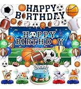 Sports Birthday Party Decorations Includes Banner, Backdrop, Foil & Latex Balloons, Cake & Cupcak...