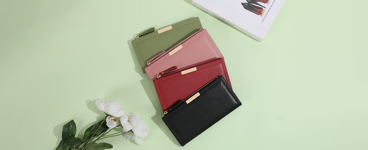 Slim Women Wallet Bifold Ladies Long Purse
