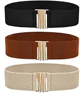 OWMOSYX 3 PCS Wide Stretchy Belt for Women Vintage Elastic Belts for Dresses Stretch Waist Belt w...