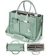 FIORETTO Canvas Tote Bag for Women with Zipper Closure & Individual Compartments for Work College...