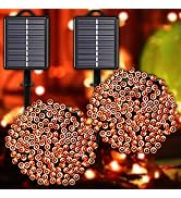 Solar Halloween String Lights Outdoor Orange, 2Pack 144ft 400 LED Spooky Lights 8 Modes with Time...