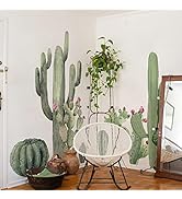 funlife Large Fabric Boho Cactus Wall Decals Peel and Stick, Self Adhesive Giant Prickly Pear Sag...