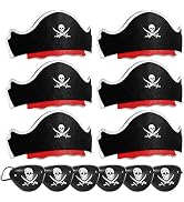 Legigo 12 Pcs Pirate Hats with Eye Patches, Kids Party Costume Accessories | Includes 6 Pirate Ha...