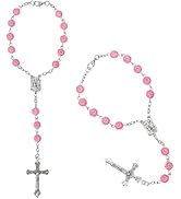 Car Rosary for Rearview Mirror, 2PCS Personalized Rear View Cross Blessing Beads Decor, Car Decor...
