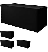Nasitos Black Fitted Table Covers for 6 Foot Tables - 72 x 30 Inch - 2 Pack Stretch Spandex Recta...