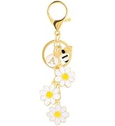 ANHBKAR Letter Keychain with Flower & Bee for Women, Girls - Initial Bag Charm for Backpack, Purs...