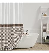Dynamene Brown Fabric Shower Curtain, Farmhouse Boho Striped Tassel Shower Curtains for Bathroom,...