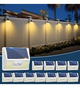 vighep 12 Pack Solar Fence Lights Waterproof, Motion Sensor Deck Lights Outdoor, Warm White LED O...