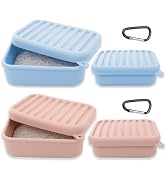 2PCs Silicone Travel Soap Case, Leak-Proof Bar Soap Container with Drain Tray, Portable Travel So...