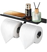 Double Toilet Paper Holder with Shelf, Commercial Paper Roll Holder Wall Mount Stainless Steel fo...