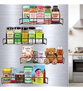 4 Magnetic Spice Racks for Refrigerator - Extra Strong Magnetic Hold and Enhanced Storage Capacit...