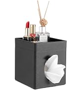 Sumnacon Square Tissue Box Cover with Storage Tray, Decorative Cube Tissue Holder PU Leather Faci...