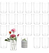 30 PCS Plastic Cylinder Vase 4 Inch Acrylic Cylinder Vase Bulk Small Clear Flower Container Hurri...