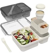 Caperci 2 Pack Salad Container for Lunch - 62 oz Large Bento Lunch Box for Adults, 2-Compartment ...