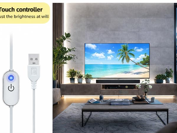 UVTaoYuan touch dimming Strip Light in the TV cabinet and living room application scenarios