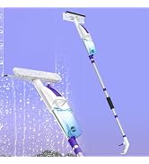 Spray Window Squeegee with 60" Extension Pole, Window Cleaning Squeegee Kit- 2-In-1 Squeegee Scru...