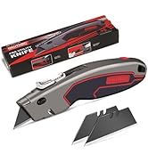 HAUTMEC Dual-System Safety Utility Knife, Heavy-Duty Zinc Alloy Box Cutter with Auto-Retracting &...
