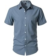 JEMITOP Men's Stretch Wrinkle-Free Textured Shirt Summer Lightweight Short Sleeve Button Down Vac...