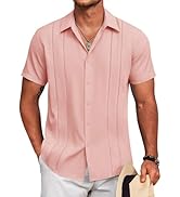 COOFANDY Mens Cuban Guayabera Shirt Short Sleeve Button Down Shirts Summer Beach Vacation Shirts