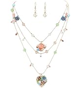 BriLove Handmade Strand Necklace for Women,Bohemian Boho Colorful Beaded Layered Heart Collar Sta...